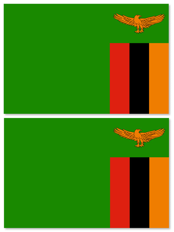 x2 Zambia Zambian Flag Car Truck Window Bumper Laptop Vinyl Sticker Decals 4