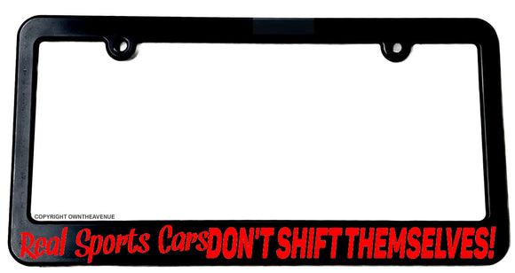 Manual Transmission Funny Joke Stick Shift Real Sports Cars JDM V02 - License Plate Frame