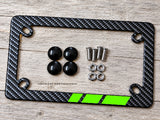 Green Racing Stripe Model V01 Carbon Fiber Motorcycle License Plate Frame - OwnTheAvenue