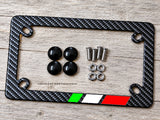 Italy Italian Flag Racing Stripe Model V01 Carbon Fiber Motorcycle License Plate Frame - OwnTheAvenue