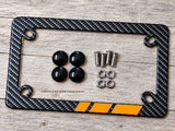 Orange Sport Racing Stripe Model V01 Carbon Fiber Motorcycle License Plate Frame - OwnTheAvenue