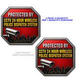 2 Pack - Warning Protected by CCTV Sticker 24 Hour Surveillance Camera Decals - 4.5" Inches Long Each - OwnTheAvenue