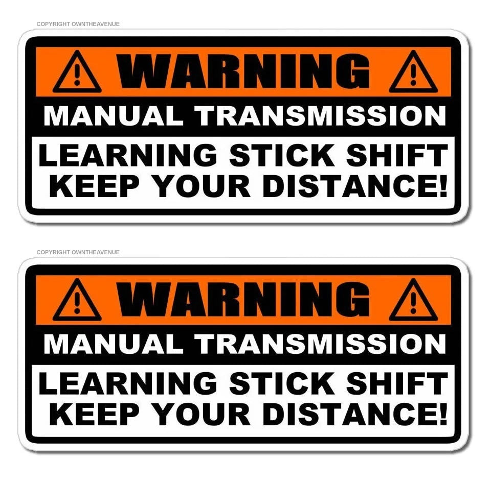 x2 Warning Learning Stick Shift Bumper Sticker Decal Manual Transmissi