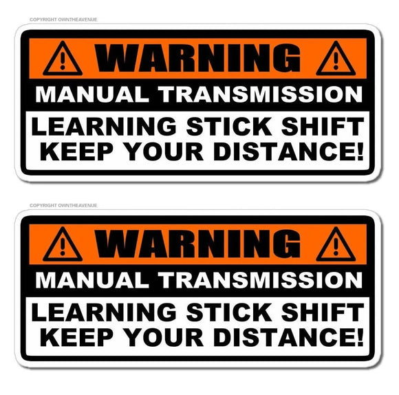 x2 Warning Learning Stick Shift Bumper Sticker Decal Manual Transmission JDM