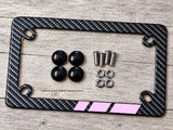 Soft Pink Sport Racing Stripe Model V01 Carbon Fiber Motorcycle License Plate Frame - OwnTheAvenue