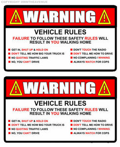 x2 Warning Rules Decal Sticker Funny JDM Car Truck SUV  5" - OwnTheAvenue