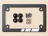 White Sport Racing Stripe Model V01 Carbon Fiber Motorcycle License Plate Frame - OwnTheAvenue