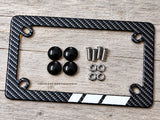 White Sport Racing Stripe Model V01 Carbon Fiber Motorcycle License Plate Frame - OwnTheAvenue