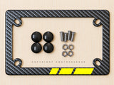 Yellow Sport Racing Stripe Carbon Fiber Motorcycle License Plate Frame - OwnTheAvenue