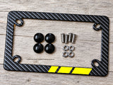 Yellow Sport Racing Stripe Model V01 Carbon Fiber Motorcycle License Plate Frame - OwnTheAvenue
