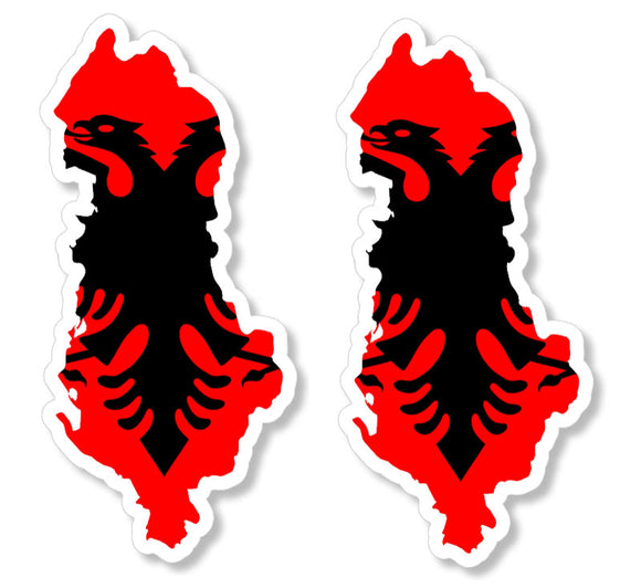 x2 Albania Albanian Country Flag Map Truck Car Window Bumper Laptop Sticker Decal