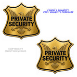 2Pcs Private Security Badge Guard Warning Safety Gold Bronze Eagle Vinyl Sticker Decal Metallic Model - 4.5" Inches Long Side Each - OwnTheAvenue