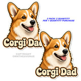 2 Pack - Corgi Dad Dog Car Truck Bumper Vinyl Sticker Decals - 4.5" Inches Each - OwnTheAvenue