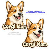 2 Pack - Corgi Mom Dog Car Truck Bumper Vinyl Sticker Decals - 4.5" Inches Each - OwnTheAvenue