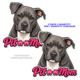 2 Pack - Pitbull Mom Vinyl Decal Stickers Car Window Bumper Rescue Dog - 4.5" Inches Each - OwnTheAvenue