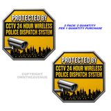 2 Pack - Warning Protected by CCTV Sticker 24 Hour Surveillance Camera Decals Model V01 - 4.5" Inches Long Each - OwnTheAvenue