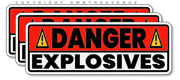 3Pcs Danger Explosives Safety For Truck Window Office Vinyl Sticker Decals 4