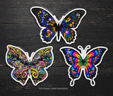 3 Pack Butterflies Butterfly Mystical Groovy Style Vinyl Sticker Decals 3"