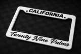 Twenty Nine Palms California Car Truck Auto White License Plate Frame
