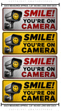 4Pcs Smile You're On Camera Sticker Video Security System Warning Alarm Decals - 3.25" Inches Long Side Each - OwnTheAvenue