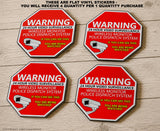 Warning 24 Hour Video Surveillance Security Sticker Red Decal 4 Pack - OwnTheAvenue