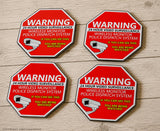 Warning 24 Hour Video Surveillance Security Sticker Red Decal 4 Pack - OwnTheAvenue