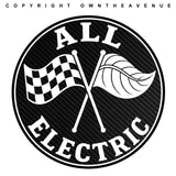 x2 All Electric EV Electric Vehicle Sport Race Carbon Fiber Style Sticker Decals