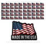 50Pcs Lot Pack Made In the USA American Wavey Flag Stickers Metallic Model - 2" Inches Each - OwnTheAvenue