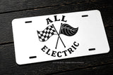 All Electric Car Sport Racing Style Electric Vehicle EV Auto Metal License Plate