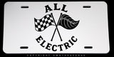 All Electric Car Sport Racing Style Electric Vehicle EV Auto Metal License Plate