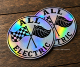 x2 All Electric EV Electric Vehicle Sport Race Drift Holographic Sticker Decals