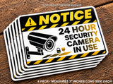 x6 Notice 24 Hour Surveillance CCTV Video Camera Vinyl Sticker Decals 3"