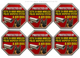 6 Pack - Warning Protected by CCTV Sticker 24 Hour Surveillance Camera & K9 Dog Decal - 3" Inches Long Each - OwnTheAvenue