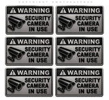 6 Pack - Warning Video Surveillance Security Burglar Alarm Vinyl Sticker Decals Metallic Model - 3" Inches Long Each - OwnTheAvenue