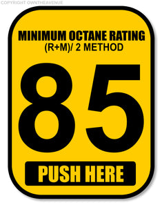 85 Octane Gas Pump Button Label Vinyl Sticker Gasoline Petrol Decal 2x2.5 Inch
