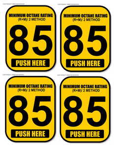x4 - 85 Octane Gas Pump Button Vinyl Sticker Gasoline Petrol Decal 2x2.5 Inch - OwnTheAvenue