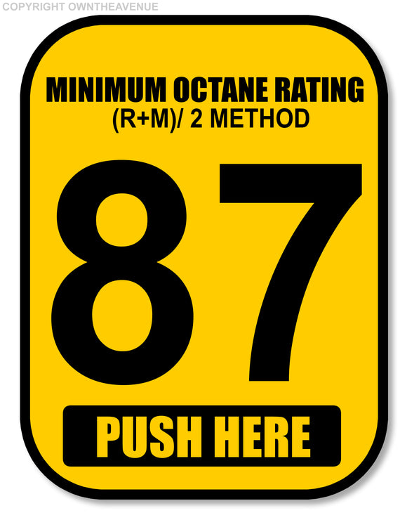 87 Octane Gas Pump Button Label Vinyl Sticker Gasoline Petrol Decal 2x2.5 Inch