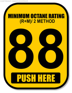 88 Octane Gas Pump Button Label Vinyl Sticker Gasoline Petrol Decal 2x2.5 Inch