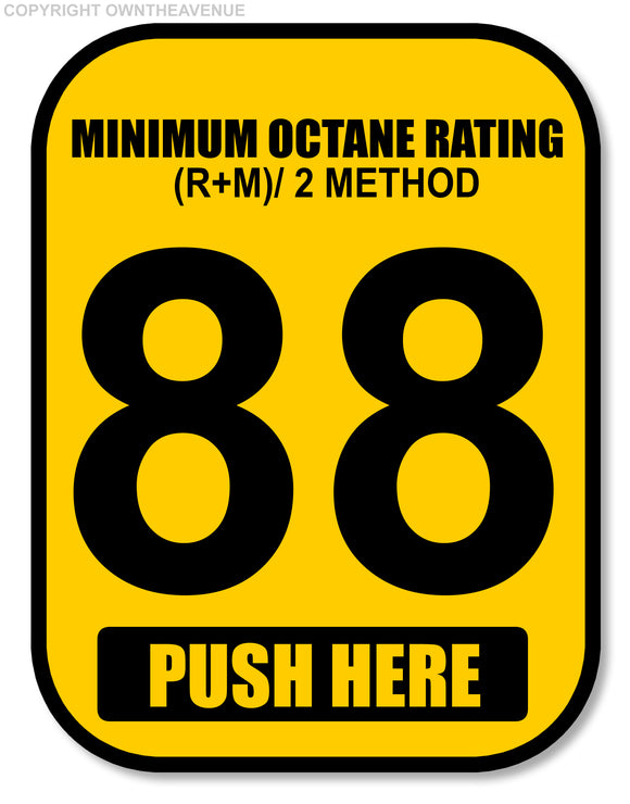 88 Octane Gas Pump Button Label Vinyl Sticker Gasoline Petrol Decal 2x2.5 Inch - OwnTheAvenue