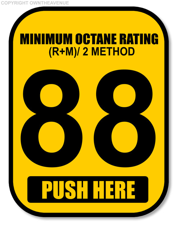 88 Octane Gas Pump Button Label Vinyl Sticker Gasoline Petrol Decal 2x2.5 Inch