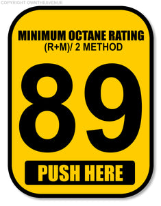 x4 - 89 Octane Gas Pump Button Vinyl Sticker Gasoline Petrol Decal 2x2.5 Inch - OwnTheAvenue
