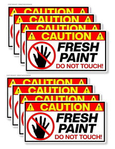 x8 / Eight Pack - Caution Wet Fresh Paint Safety Vinyl Sticker Decals 4" Inches - OwnTheAvenue