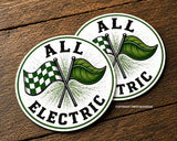 x2 All Electric EV Electric Vehicle Sport Racing Style Sticker Decals 4"