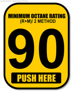90 Octane Gas Pump Button Label Vinyl Sticker Gasoline Petrol Decal 2x2.5 Inch - OwnTheAvenue