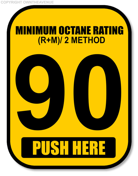 90 Octane or Higher Gas Gasoline Fuel Tank Warning Label Vinyl Sticker Decal 3