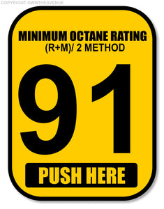 91 Octane Gas Pump Button Label Vinyl Sticker Gasoline Petrol Decal 2x2.5 Inch - OwnTheAvenue