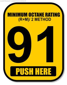 91 Octane Gas Pump Button Label Vinyl Sticker Gasoline Petrol Decal 2x2.5 Inch