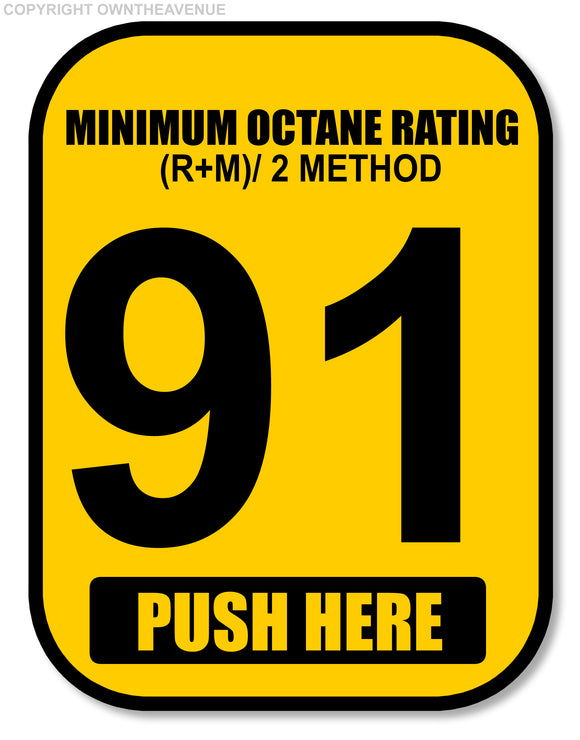 91 Octane Gas Pump Button Label Vinyl Sticker Gasoline Petrol Decal 2x2.5 Inch - OwnTheAvenue