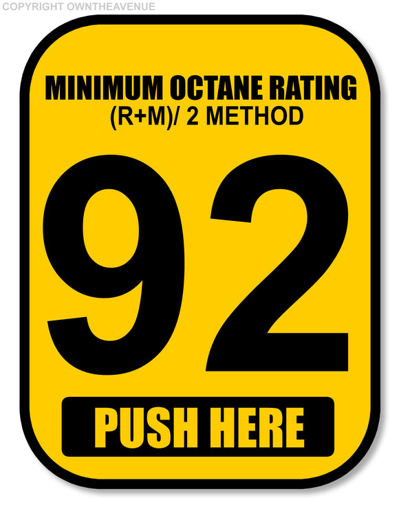 92 Octane Gas Pump Button Label Vinyl Sticker Gasoline Petrol Decal 2x2.5 Inch - OwnTheAvenue