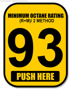 93 Octane Gas Pump Button Label Vinyl Sticker Gasoline Petrol Decal 2x2.5 Inch - OwnTheAvenue